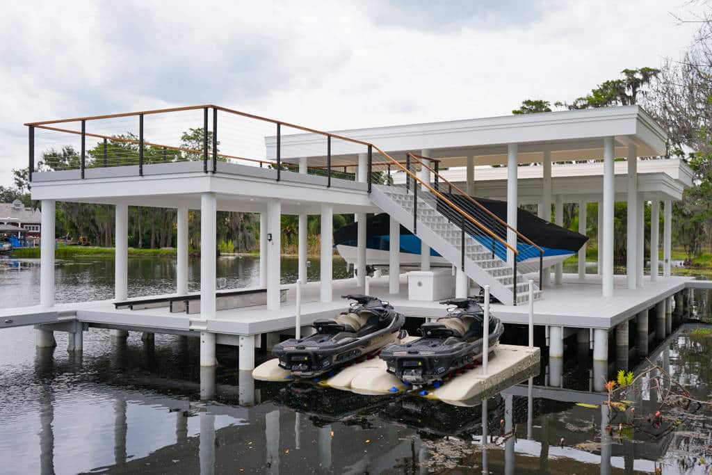 boat and personal watercraft dock with deck