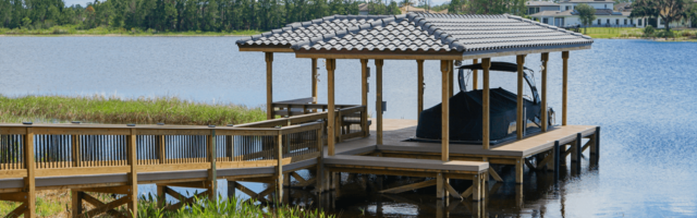 boat dock with shade structure