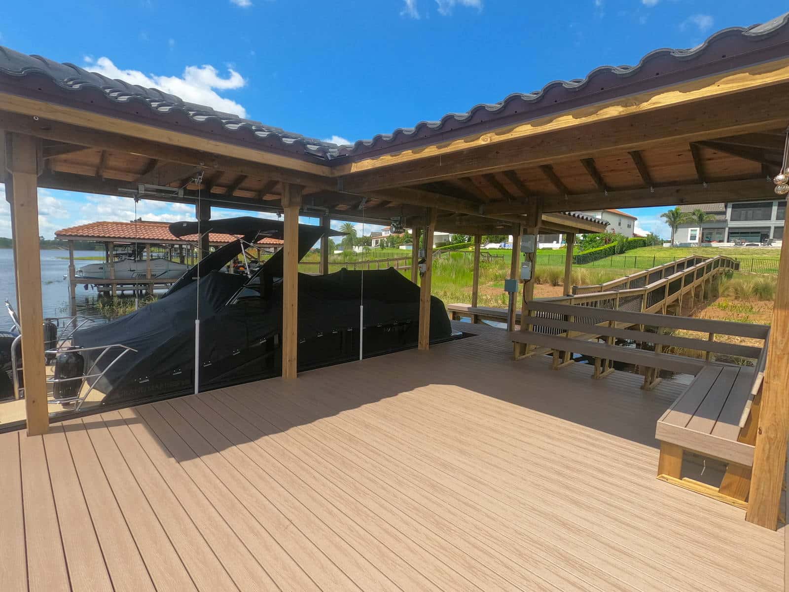 fix a dock after a hurricane - Covered boat dock