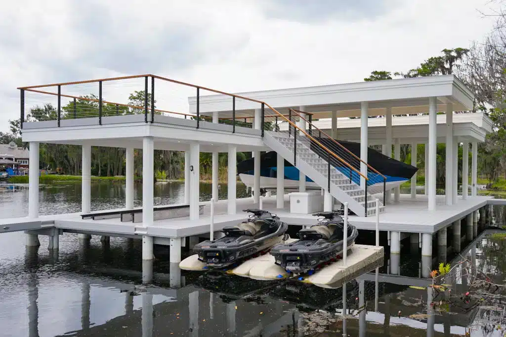 Photo of boat and personal watercraft dock with deck